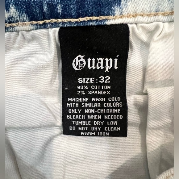 GUAPI Mens Distressed Tie Dye Denim shorts Size 32 NWT Pockets Streetwear - Picture 5 of 9